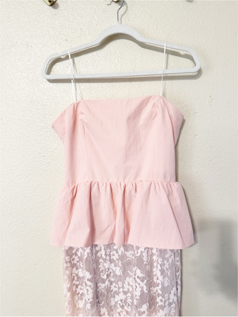 Amanda Uprichard Cherise Lace Skirt Peplum Maxi Dress in Mochi Pink Size Medium - Picture 6 of 12